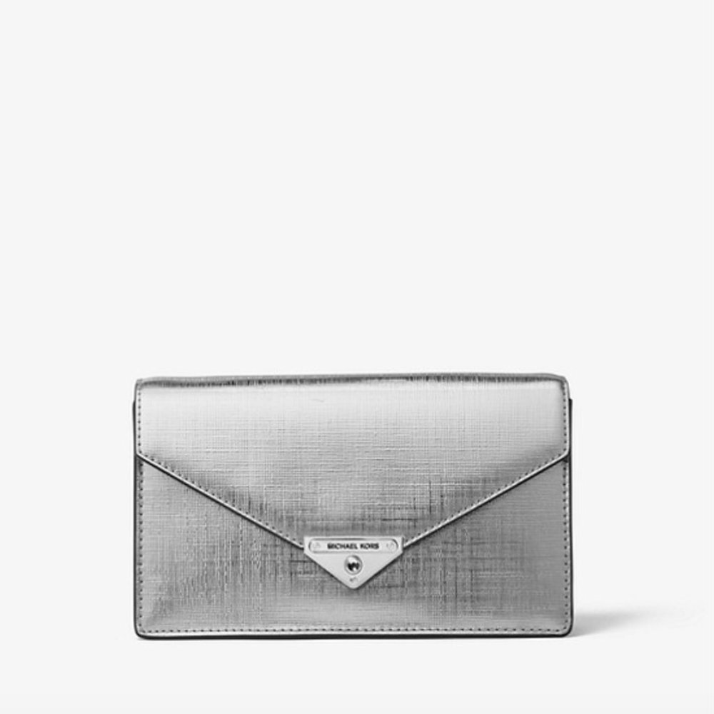 Michael Kors Medium Metallic Leather Envelope
